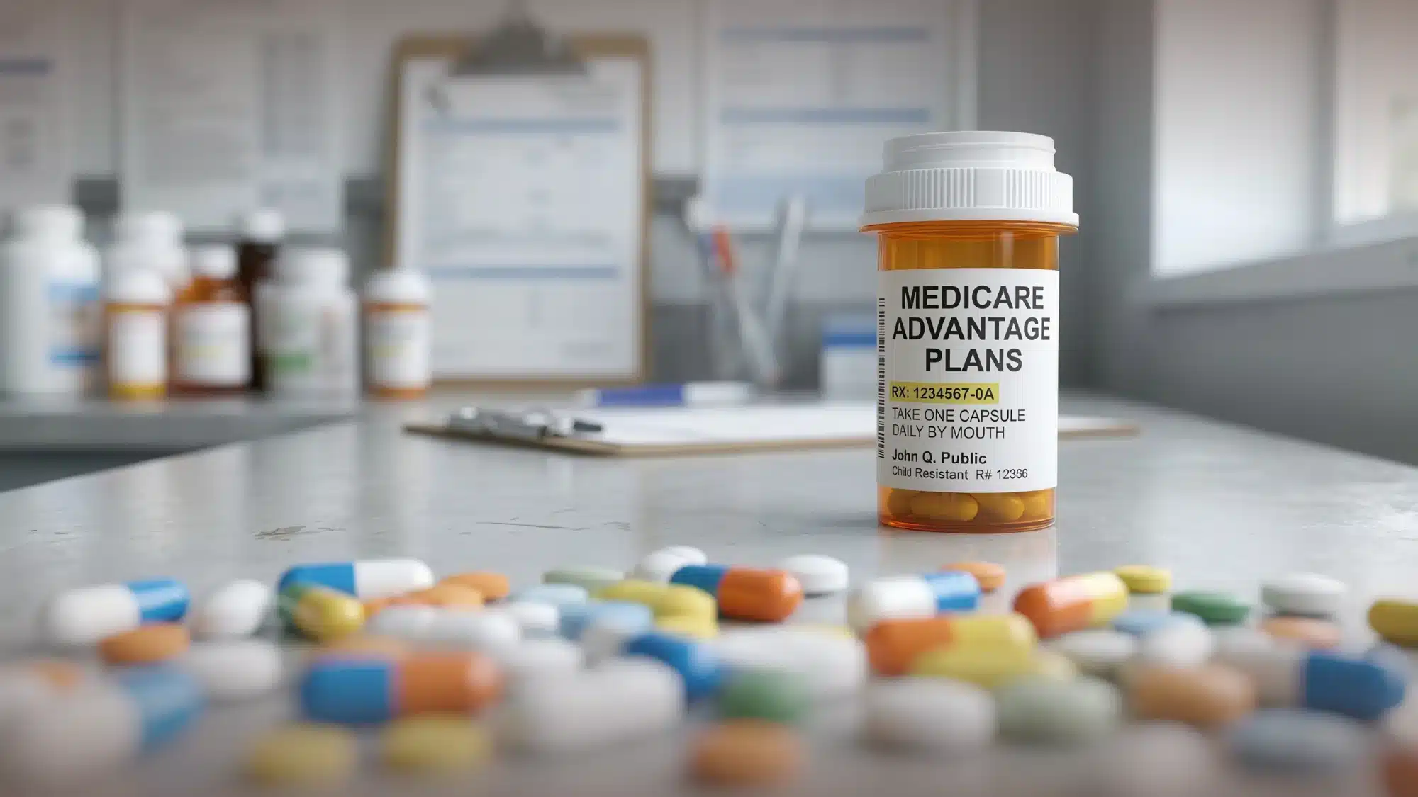 Medicare Advantage In Niantic Prescription medication bottle representing drug coverage available through Medicare Advantage plans
